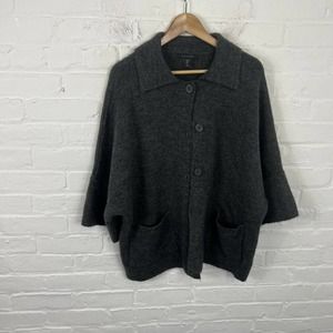 Tahari Women's Button Front Cardigan Sweater Wool Blended Long Sleeve Gray M